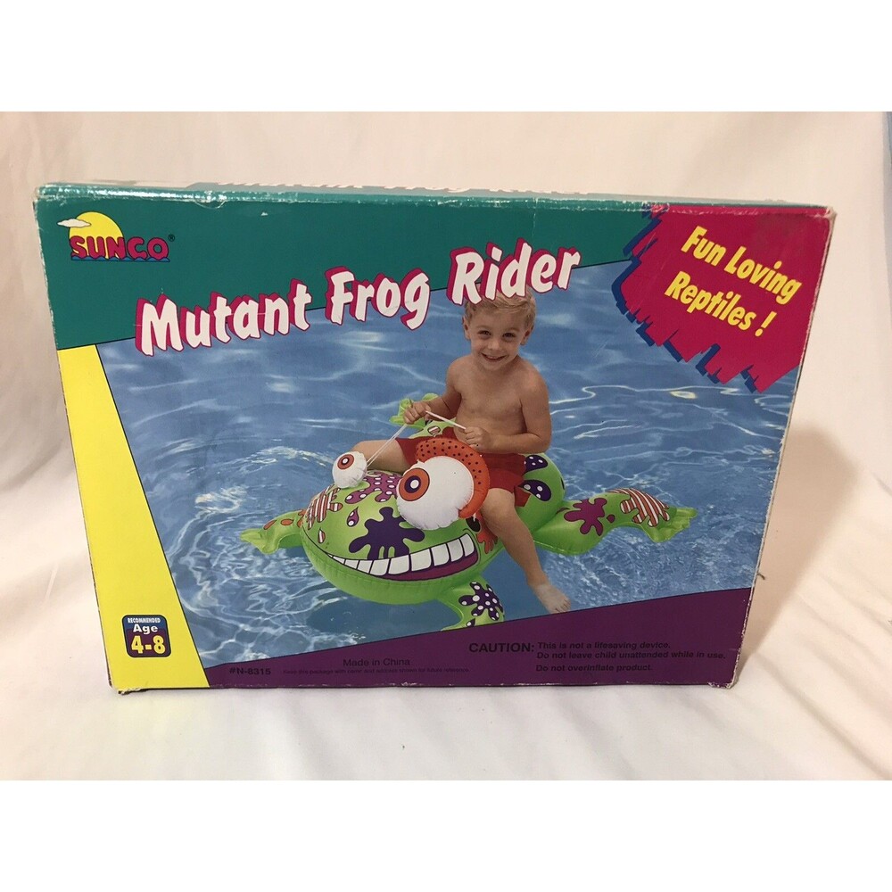 VTG 1998 Sunco Inflatable Mutant Frog Rider 41 inches Beach Pool Swimming Summer
